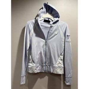 Turtles & Tees Kids Light Blue Chevron Athletic Zip Hoodie Jacket Size M